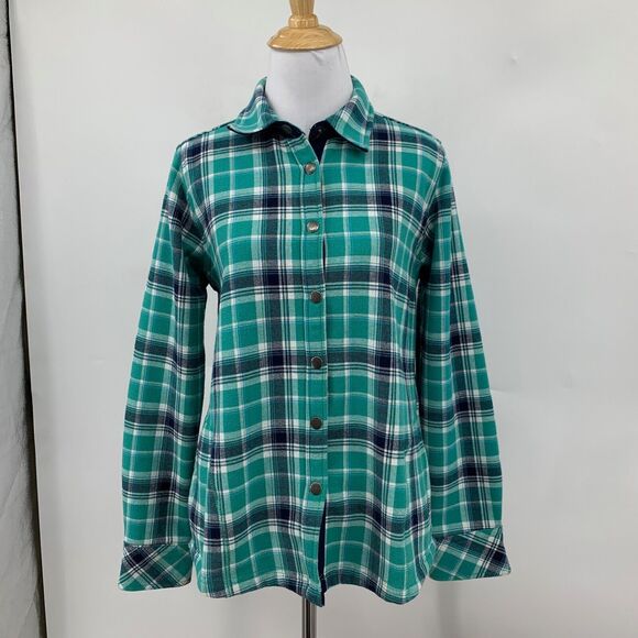 Orvis Shacket Womens S Small Cypress Plaid Long Sleeve Snap Button Fleece Lined - Picture 2 of 14